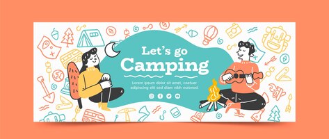 Free vector flat glamping social media cover template
