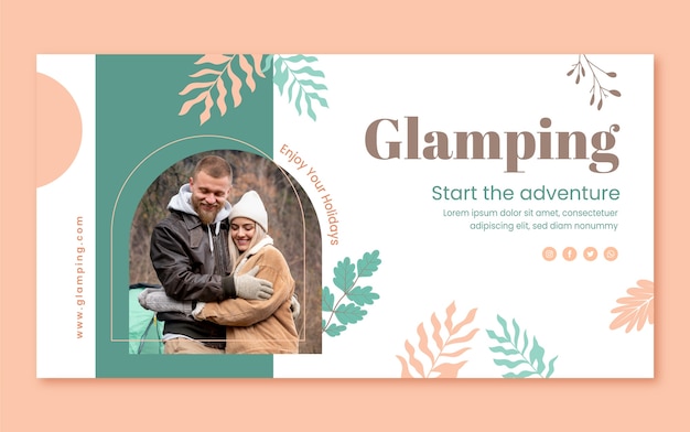 Flat glamping social media post template