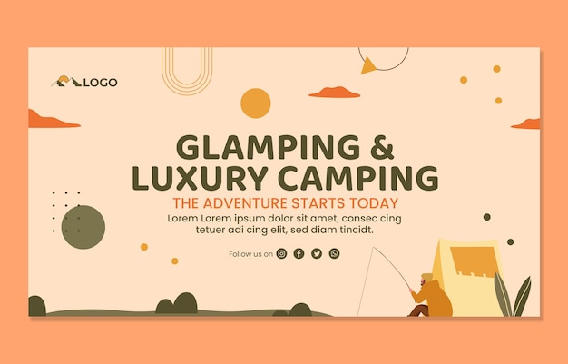 Flat glamping social media post template