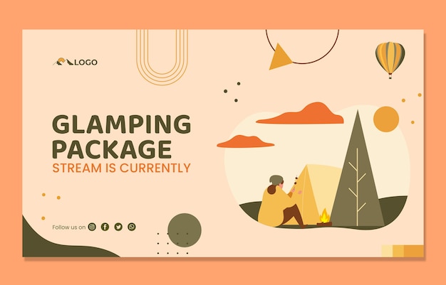 Free vector flat glamping twitch background