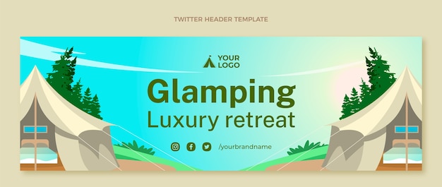 Free vector flat glamping twitter header