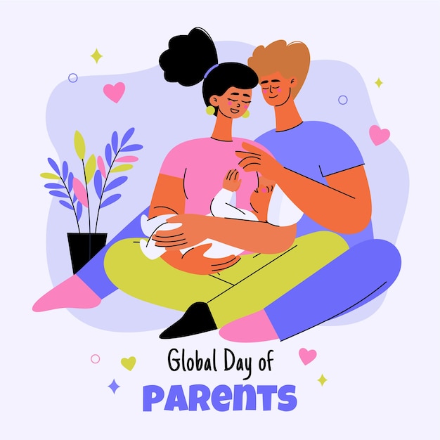 Flat global day of parents illustration