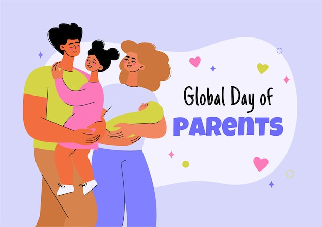 Flat global day of parents illustration