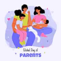 Free vector flat global day of parents illustration