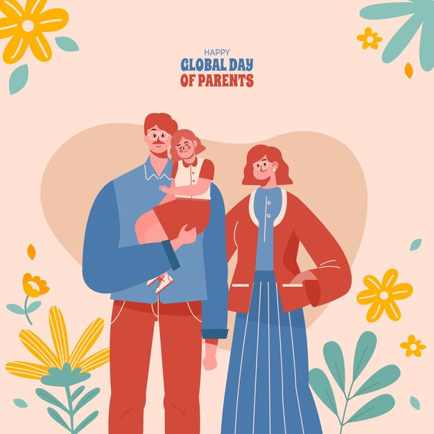 flat global day of parents illustration