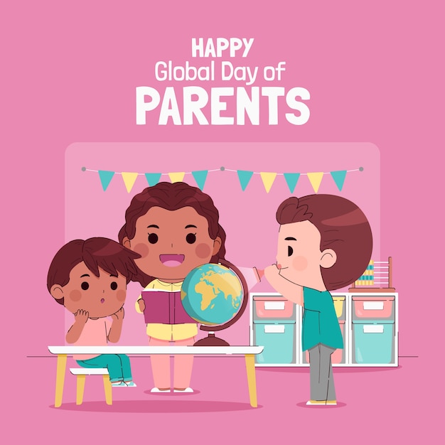 Free vector flat global day of parents illustration