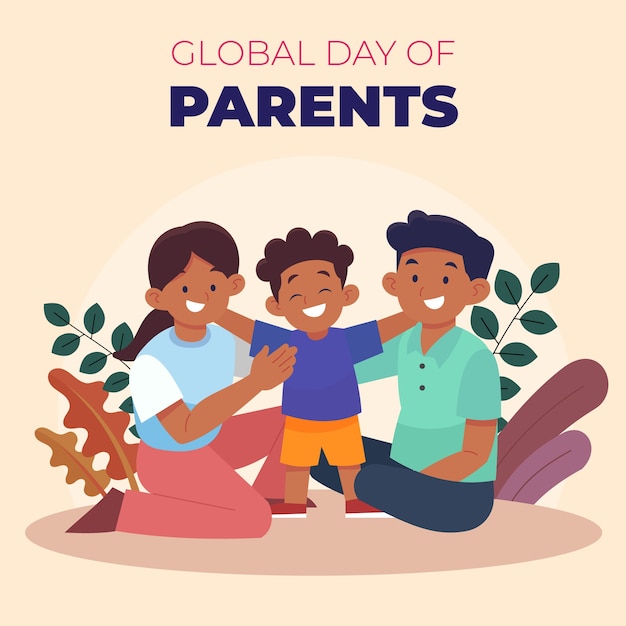Flat global day of parents illustration