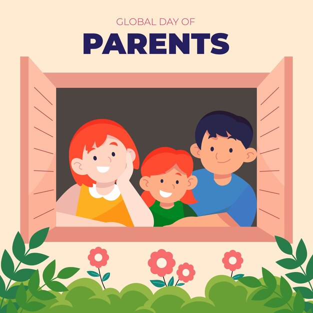 Flat global day of parents illustration