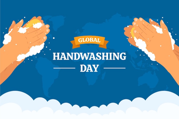 Flat global handwashing day background