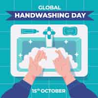 Free vector flat global handwashing day illustration