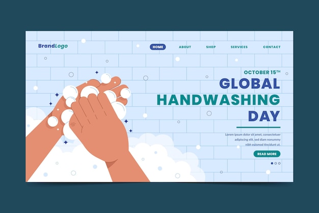 Free vector flat global handwashing day landing page template