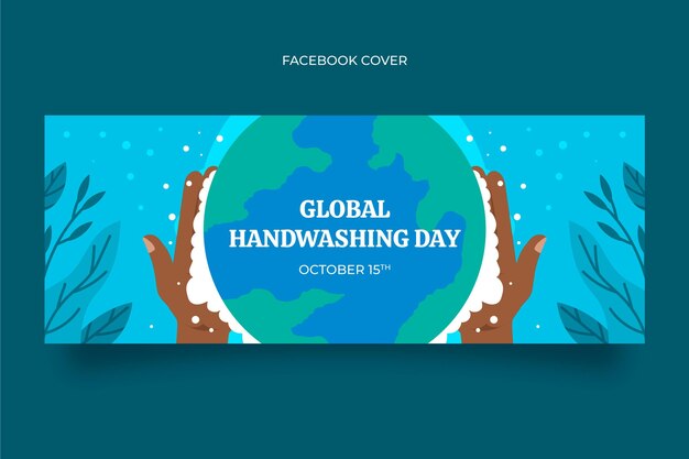 Плоский глобальный день мытья рук шаблон обложки в социальных сетях