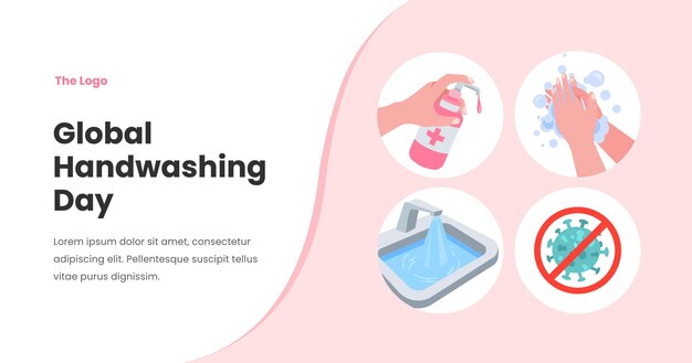 Flat global handwashing day social media post template