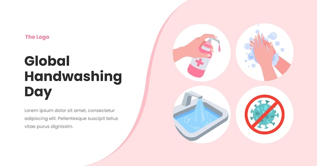 Flat global handwashing day social media post template
