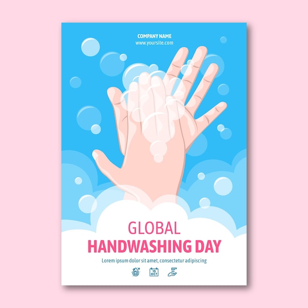 Free vector flat global handwashing day vertical flyer template