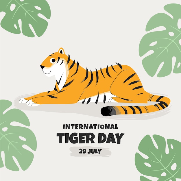 Illustrazione di giorno della tigre globale piatta