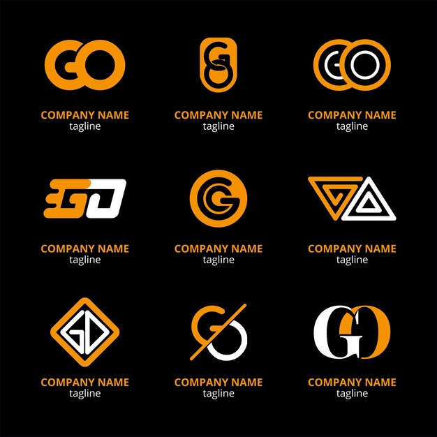 Набор плоских логотипов go