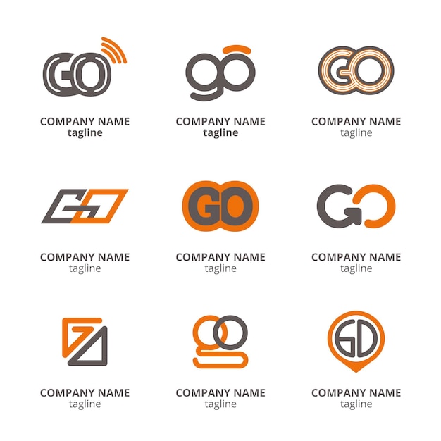 Flat go logo template set