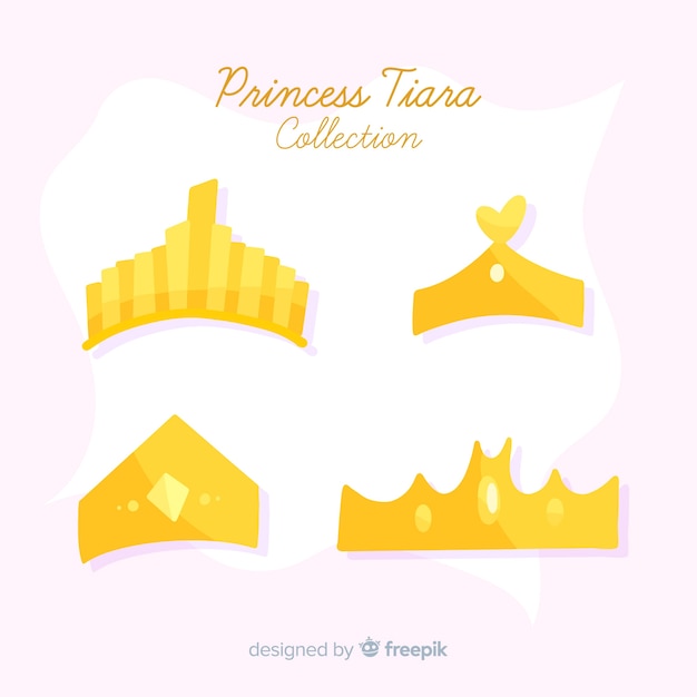 Free vector flat golden princess tiara collection