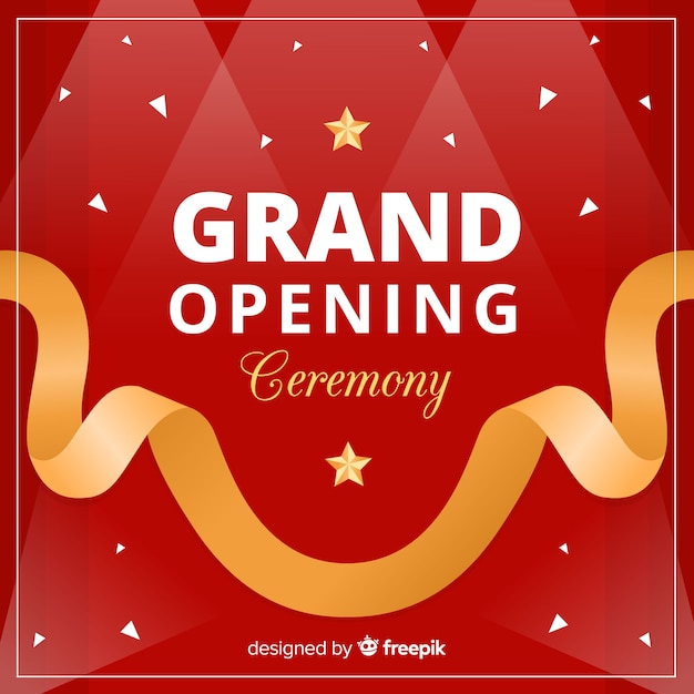 Free vector flat golden ribbon grand opening background