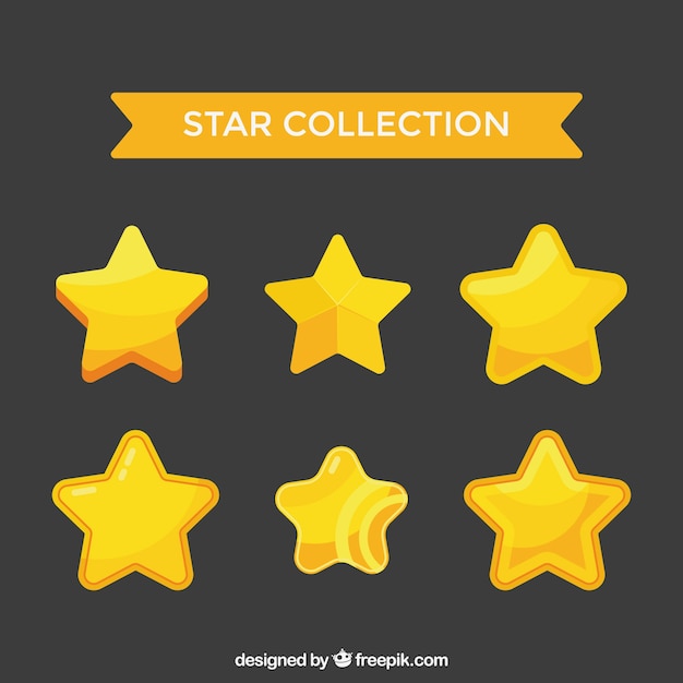 Free vector flat golden stars collection