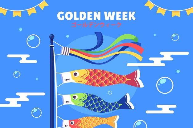 Flat golden week background