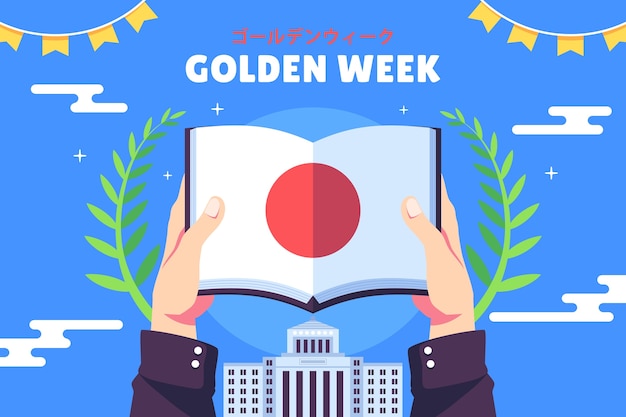 Flat golden week background