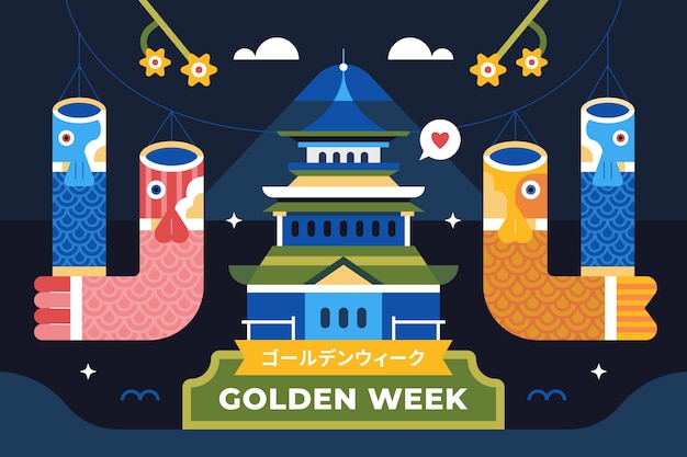 Free vector flat golden week background