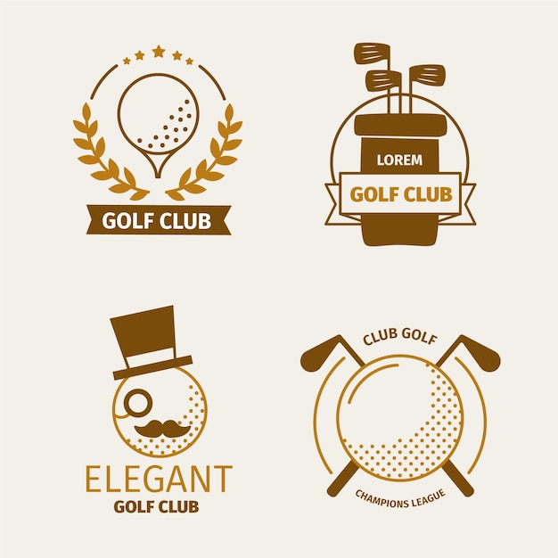 Плоская коллекция логотипов для гольфа