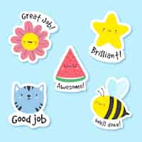 Free vector flat good job and great job sticker collection