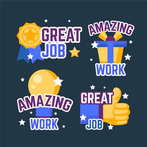 Flat good job and great job stickers pack