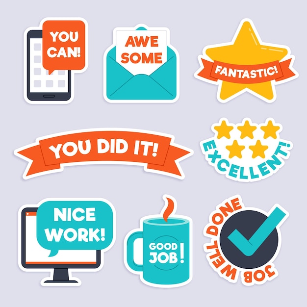 Flat good job and great job stickers pack