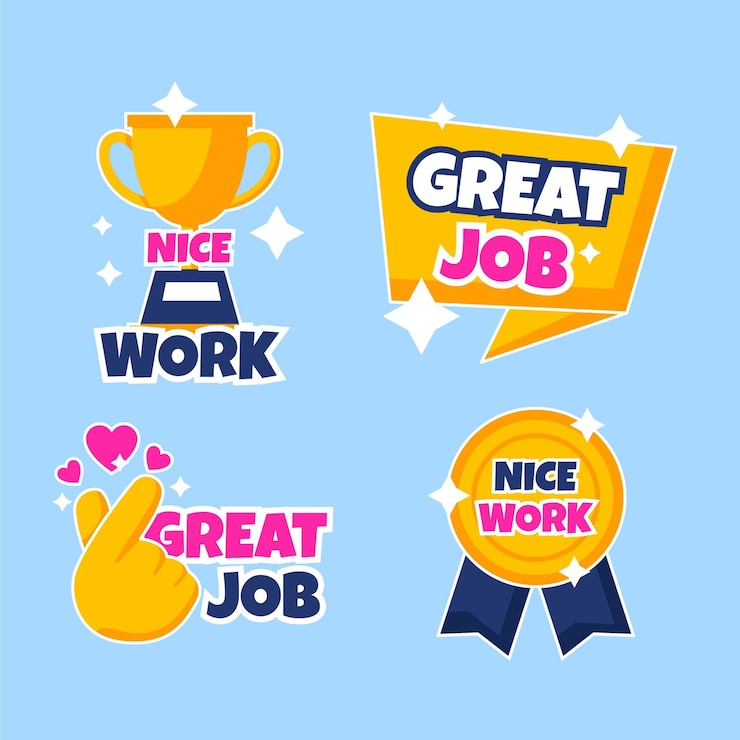 Free Vector flat good job and great job stickers