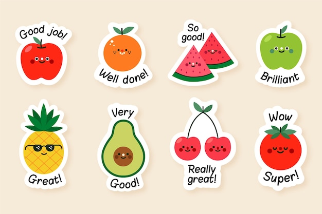 Flat good job stickers collection