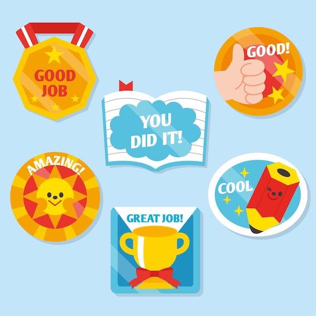 Free vector flat good job stickers collection