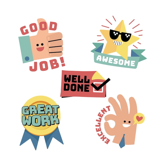 Flat good job stickers pack