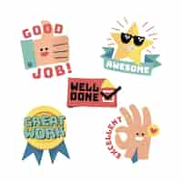 Free vector flat good job stickers pack