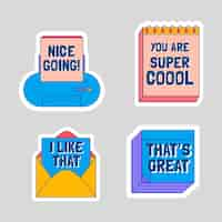 Free vector flat good job stickers pack