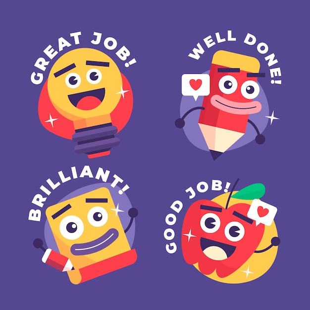 Free vector flat good job stickers set