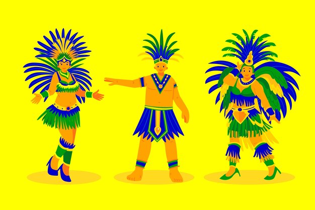 Flat gradient brazilian carnival characters illustration