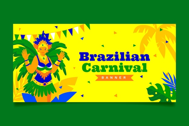 Flat gradient brazilian carnival horizontal banner template