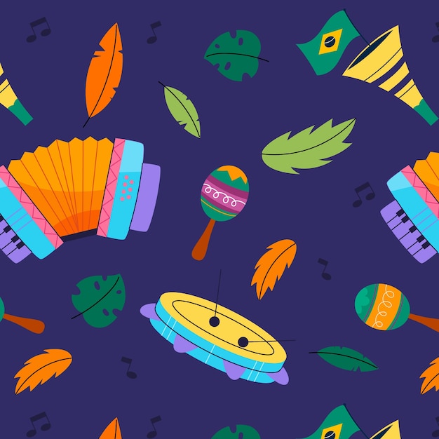 Free vector flat gradient brazilian carnival pattern design