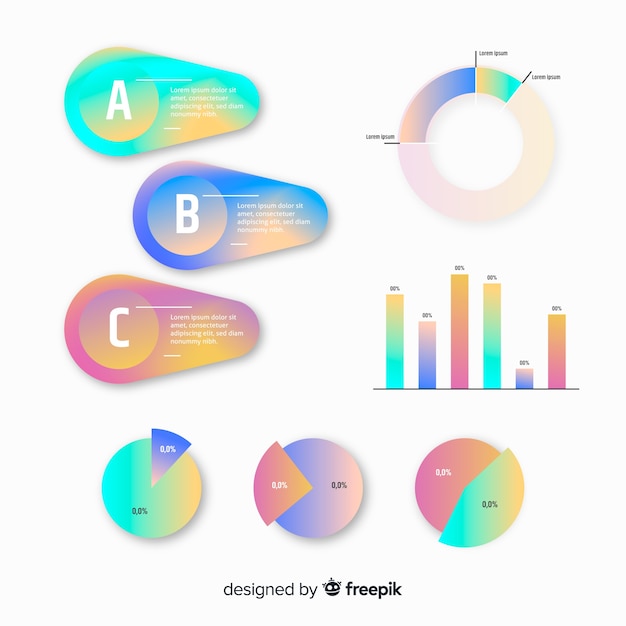 Vettore gratuito raccolta di elementi infografica piatto gradiente