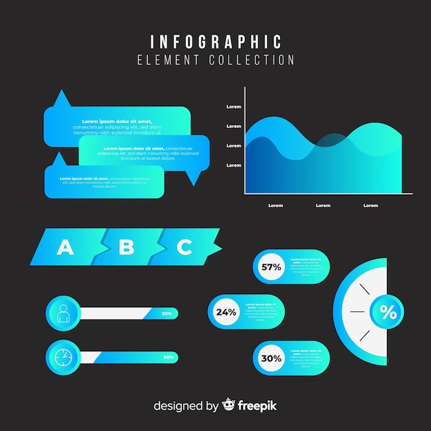 Vettore gratuito raccolta di elementi infografica piatto gradiente