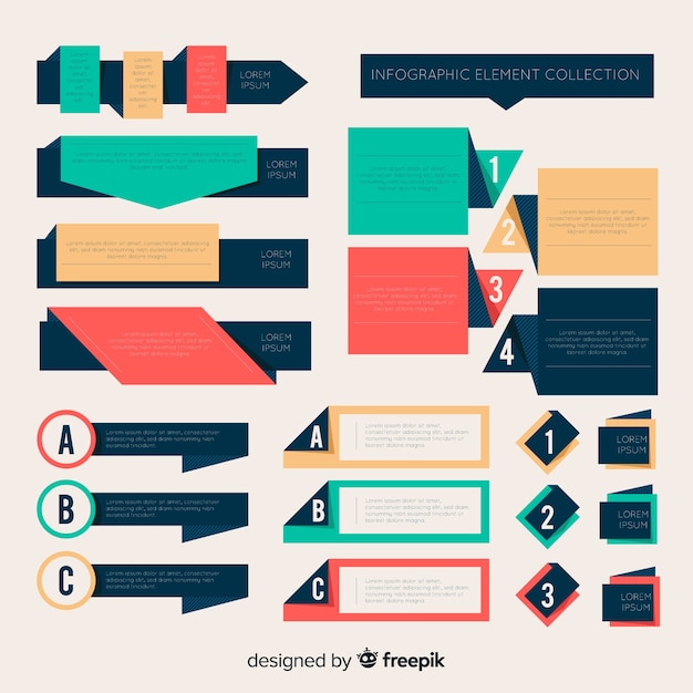 Free vector flat gradient infographic element collection