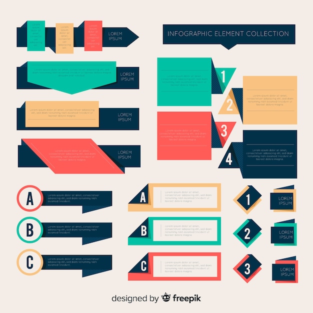 무료 벡터 플랫 그라데이션 infographic 요소 컬렉션