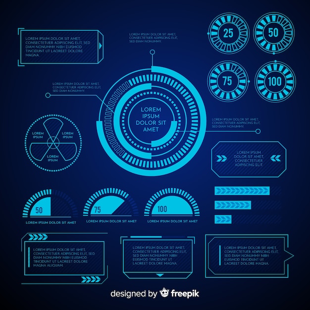 Flat gradient infographic element collection