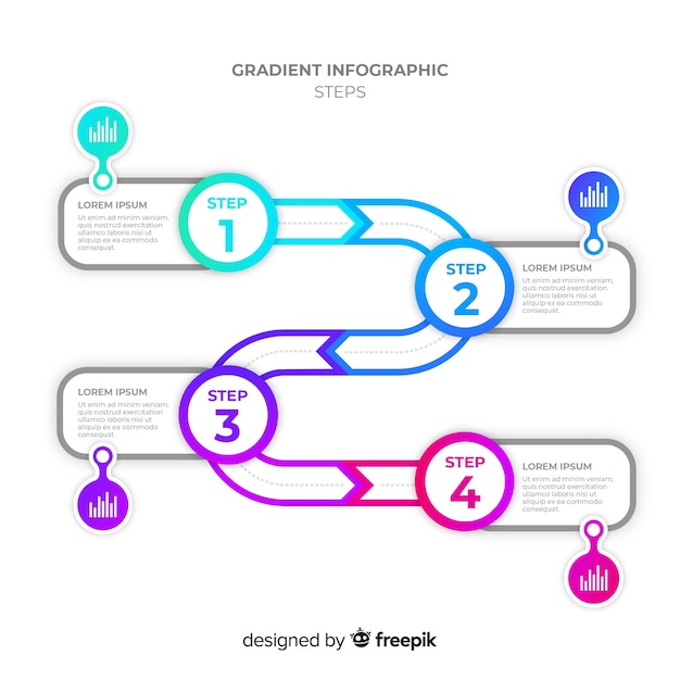 평면 그라데이션 infographic 단계 템플릿