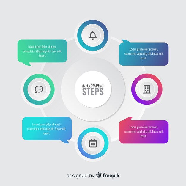 플랫 그라디언트 infographic 단계