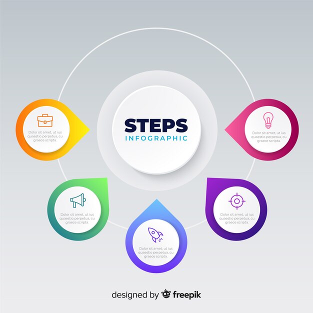 Flat gradient infographic steps